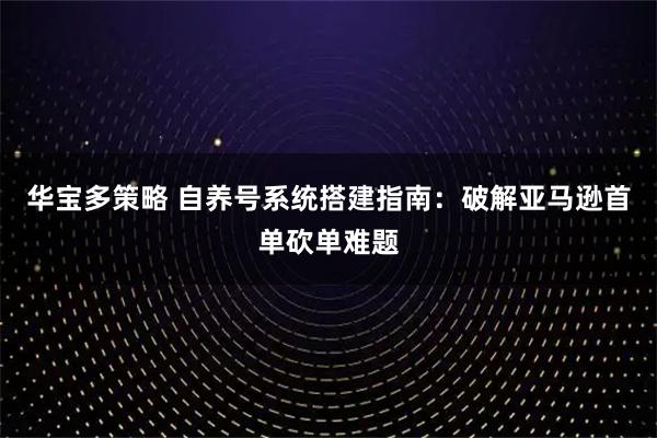 华宝多策略 自养号系统搭建指南：破解亚马逊首单砍单难题