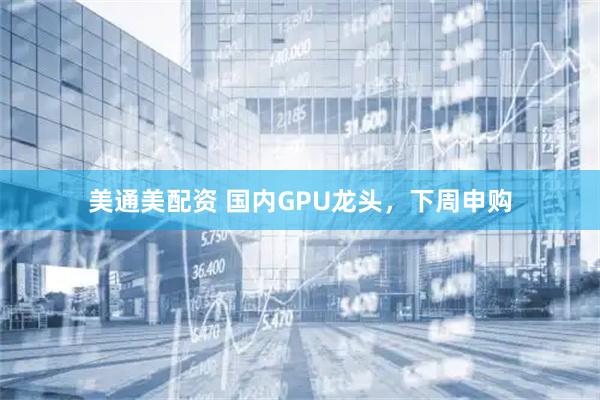 美通美配资 国内GPU龙头，下周申购